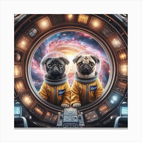 Pugs In Space 1 Canvas Print