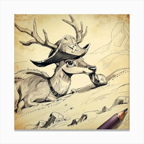 Deer In A Pirate Hat Canvas Print