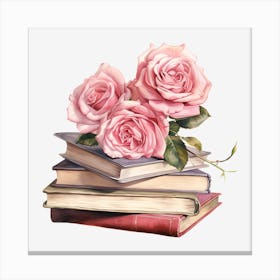 Roses On Books 9 Canvas Print