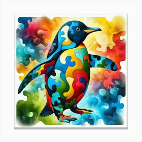 Abstract Puzzle Art Penguin 2 Canvas Print