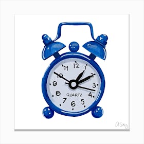Blue Alarm Clock Canvas Print