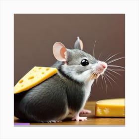 Surrealism Art Print | Mouse Carries Cheese On Its Back Canvas Print