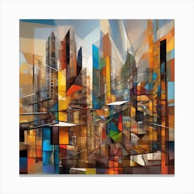A Cubist Cityscape Iconic Buildings 1 Canvas Print