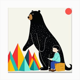 Bear And Boy 3 Canvas Print