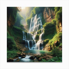 Waterfall In The Forest 47 Canvas Print