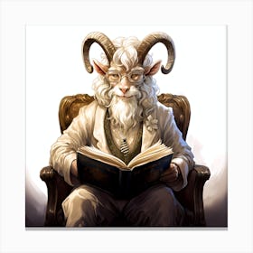 Goat Reading A Book 5 Canvas Print