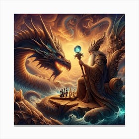 Chess King And Dragon Canvas Print