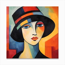 Abstract Portrait of Woman In A Hat Canvas Print