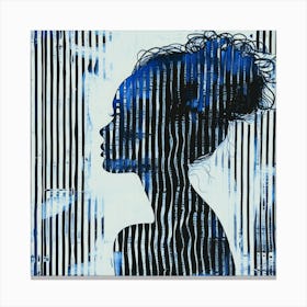 Blue Lines - Silhouette Indigo Canvas Print