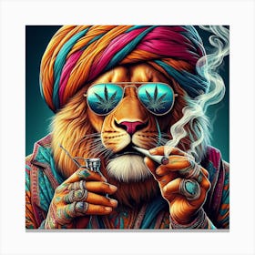Lion Smoking Weed 3 Canvas Print