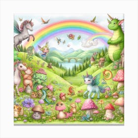 Unicorns And Mushrooms Canvas Print