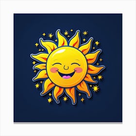 Lovely smiling sun on a blue gradient background 123 Canvas Print