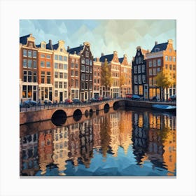 Amsterdam City Low Poly Art Print 2 Canvas Print