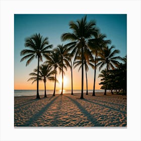 Palm Trees At Sunset 1 Canvas Print