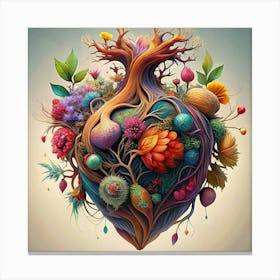 A Human Heart Transformed Into A Lush, Colorful Garden Canvas Print