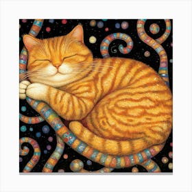 Sleeping Cat Art Canvas Print