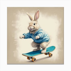 Rabbit On Skateboard 2 Canvas Print