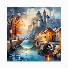 Castle At The River Canvas Print