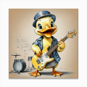 Duck Rocking A Guitar 1 Canvas Print