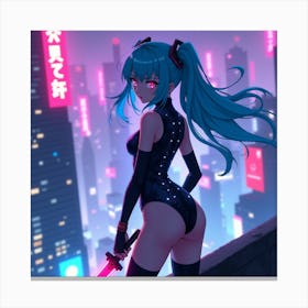 Anime Girl With Sword Canvas Print