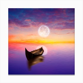 Boat At Sunset Canvas Print