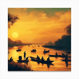 Sunset On The River Canvas Print