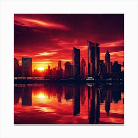 Sunset In New York City 1 Canvas Print