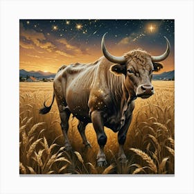 Bull In The Wheat Field 9 Canvas Print