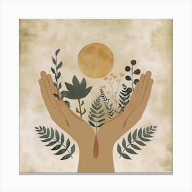 Boho Hand And Moon Canvas Print