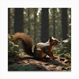 Squirrel In The Forest 36 Canvas Print