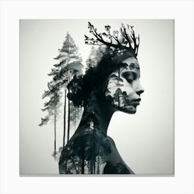 Portrait Of A Woman In The Forest 1 Canvas Print