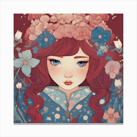 Asian Girl With Flowers 7 Canvas Print