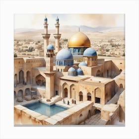 wow Quds Watercolor Canvas Print