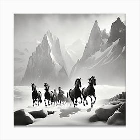 Horses In The Snow Canvas Print