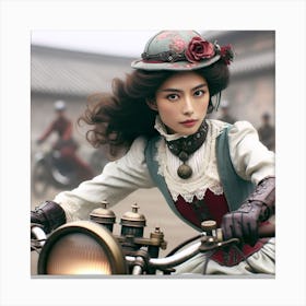 Victorian Biker Chick 1/4 Canvas Print