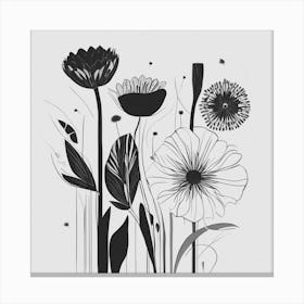 Black And White Flowers Canvas Print