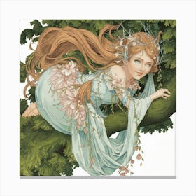 Fairy Girl In A Tree Canvas Print