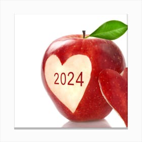 2024 in the heart of an red apple Canvas Print