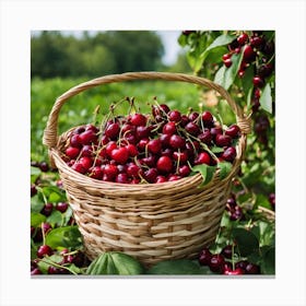 Basket Of Cherries Canvas Print