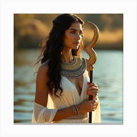 Flux Dev A Regal Female Figure Reminiscent Of An Ancient Egypt 0 Canvas Print