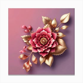 3d Rose Flower Canvas Print