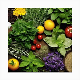 Herbs And Vegetables Canvas Print