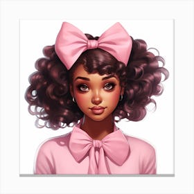 Afro Girl With Pink Bow Canvas Print