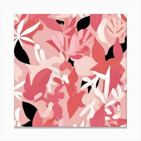 Pink And Black Leaves Canvas Print