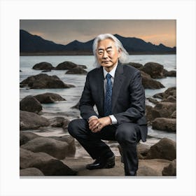 Asian Man On Rocks Canvas Print