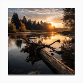 Sunset On The River Canvas Print