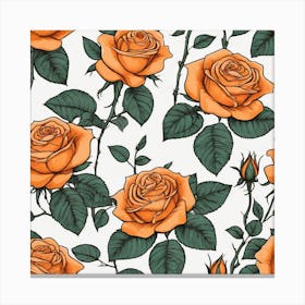 Orange Roses Seamless Pattern 7 Canvas Print