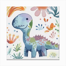 Cute Muted Pastels Carnotaurus Dinosaur 2 Canvas Print