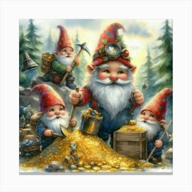 Gnomes In Gold Canvas Print
