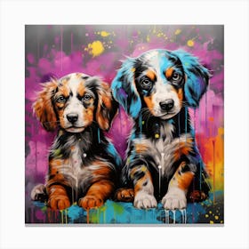 Dachshund Puppies Graffiti Art for wall decor Canvas Print